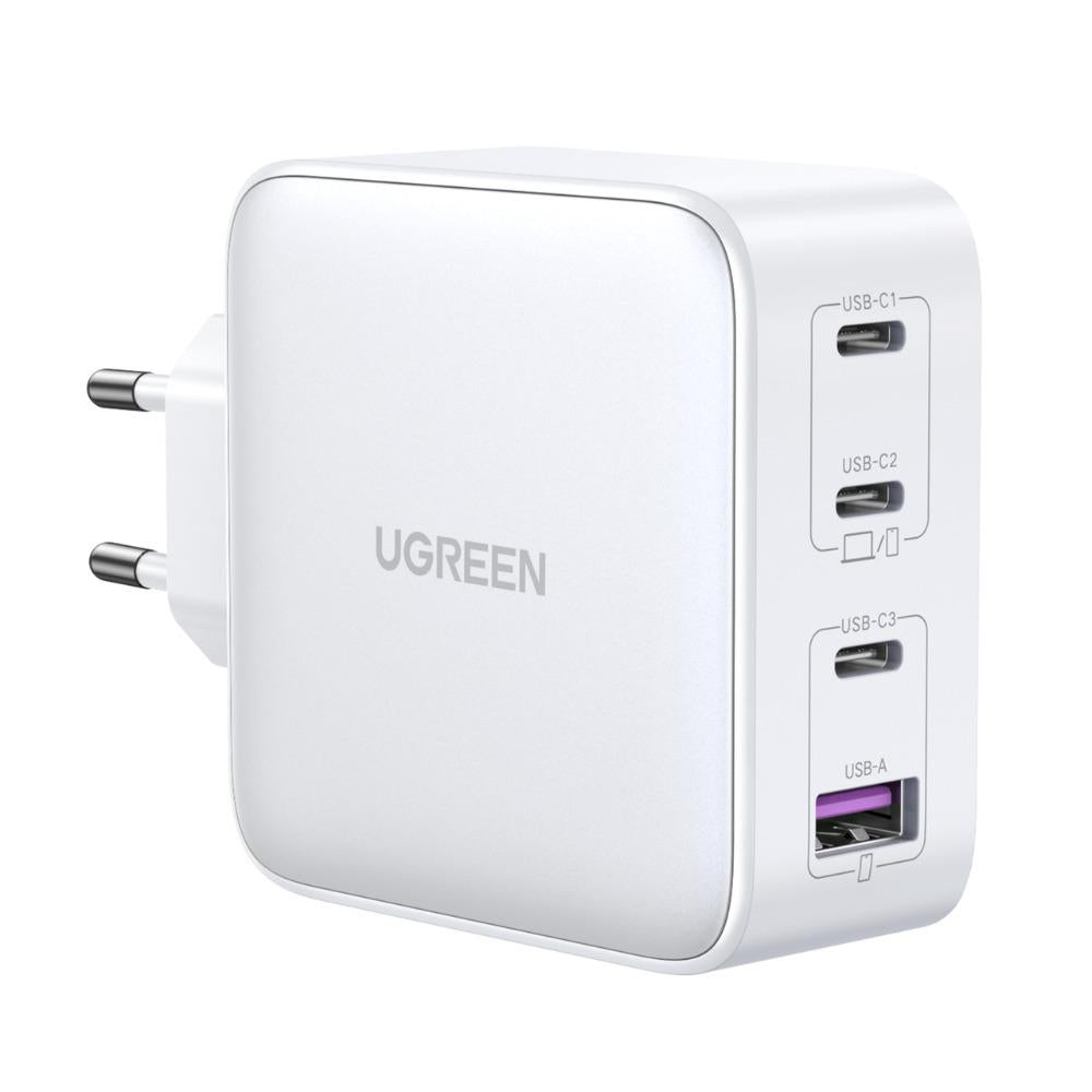 Carregador Rápido GaN 3xUSB C / USB 100W PPS Ugreen CD226 - branco