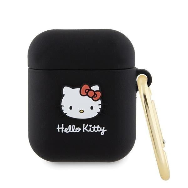 Capa Hello Kitty Silicone 3D Cabeça da Kitty para AirPods 1/2 - preta