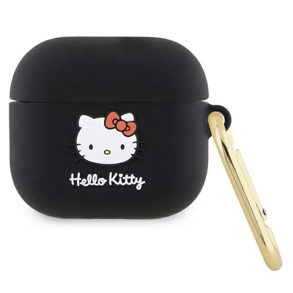 Capa Hello Kitty Silicone 3D Cabeça da Kitty para AirPods 3 - preta