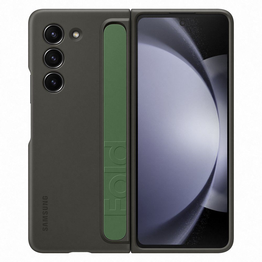 Capa de silicone para Samsung Galaxy Z Fold 5 com suporte e alça - preta