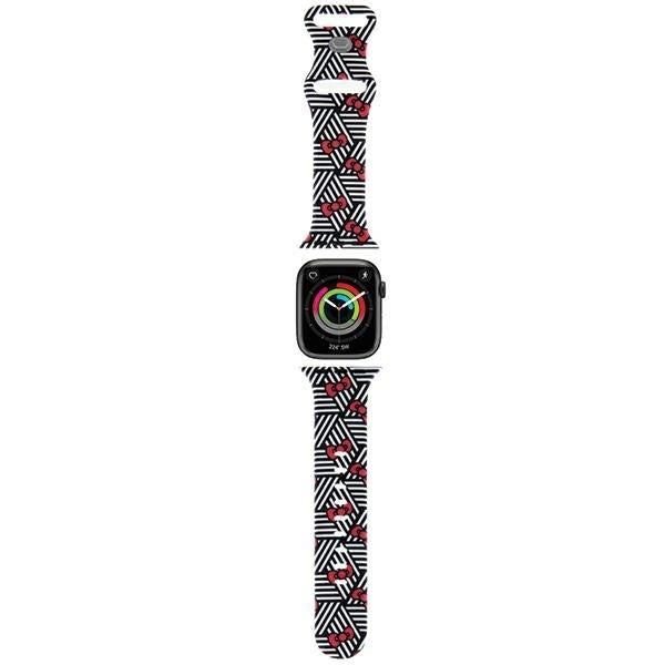 Pulseira Hello Kitty de Silicone com Laços e Listras para Apple Watch 38/40/41mm - preta