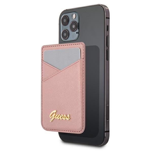 Porta-cartões MagSafe Guess Saffiano - rosa