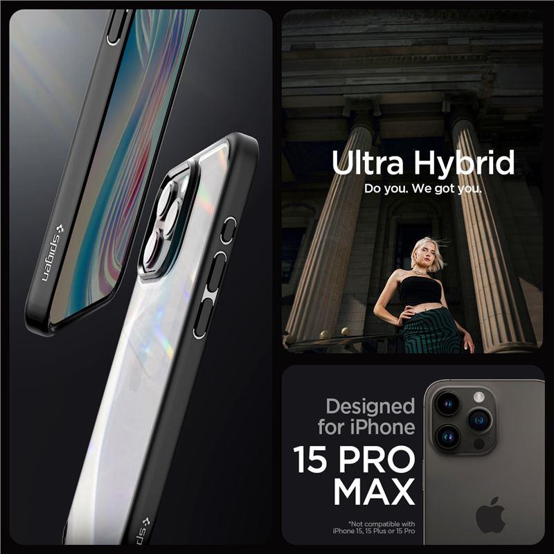 Capa Spigen Crystal Hybrid para iPhone 15 Pro Max - transparente-preta