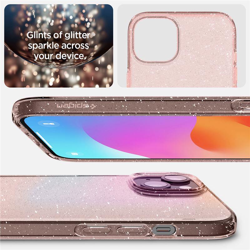 Capa Spigen Liquid Crystal Glitter para iPhone 15 Plus - rosa-transparente