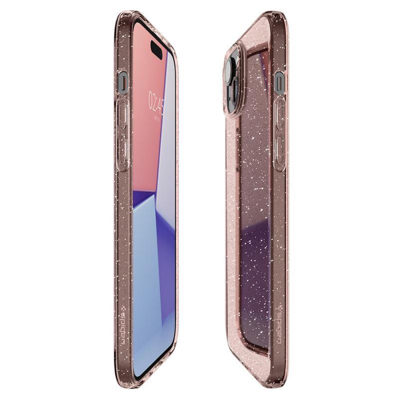 Capa Spigen Liquid Crystal Glitter para iPhone 15 - rosa-transparente