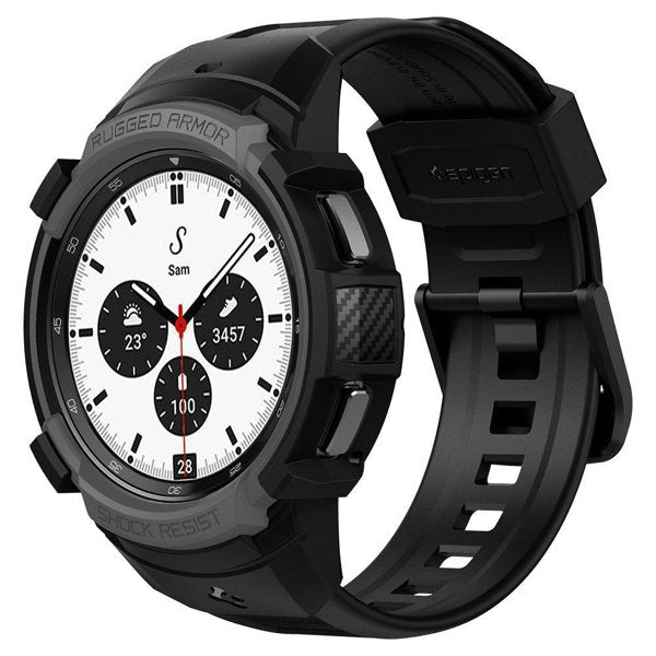 Estojo com alça Spigen Rugged Armor Pro para Samsung Galaxy Watch 4 Classic 42 mm - cinza