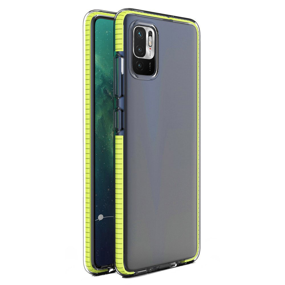 Capa Spring Case em gel com moldura colorida para Xiaomi Redmi Note 10 5G / Poco M3 Pro amarelo