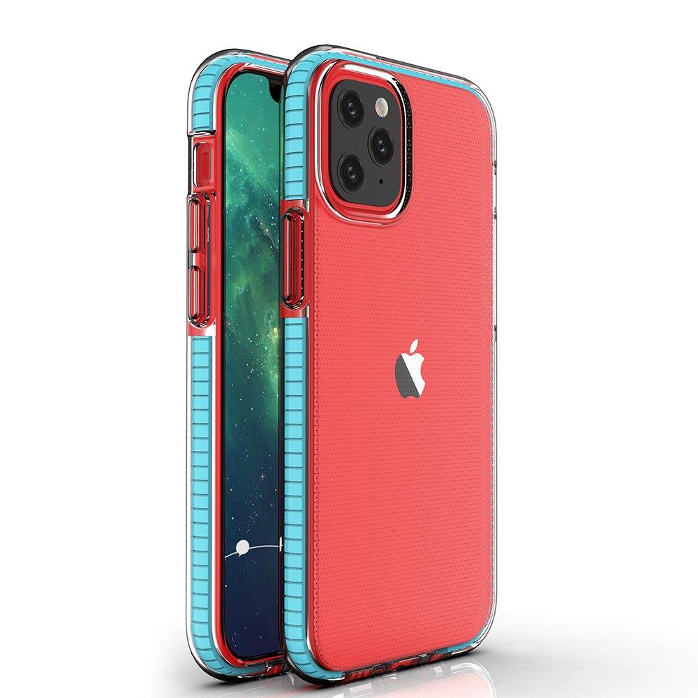 Capa Spring Case de gel com moldura colorida para iPhone 13 mini azul claro.