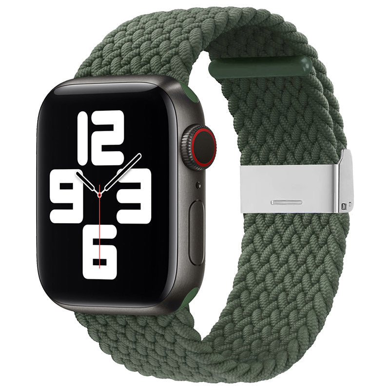 Pulseira de Tecido Strap Fabric para Watch Ultra / 9 / 8 / 7 / 6 / SE / 5 / 4 / 3 / 2 (49mm / 45mm / 44mm / 42mm) pulseira trançada de material verde para relógio