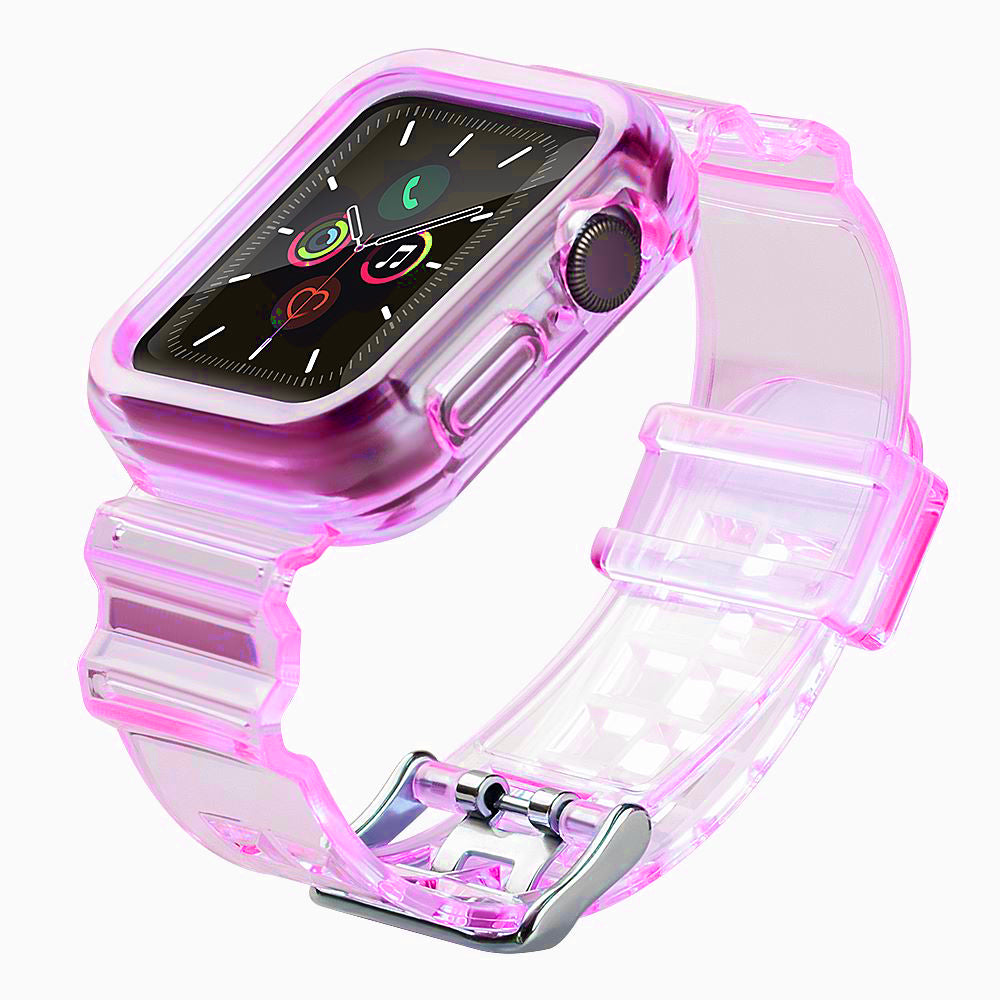Conjunto de Tira de Luz, pulseira de silicone, faixa, bracelete, estojo para relógio Watch 3 38mm / Watch 2 38mm vermelho.