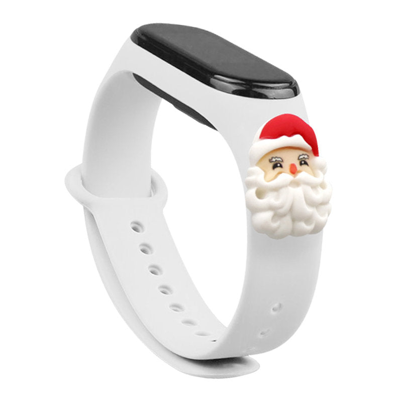 Pulseira de Natal Strap Xmas para Xiaomi Mi Band 4 / Mi Band 3, pulseira de silicone festiva branca (Papai Noel)