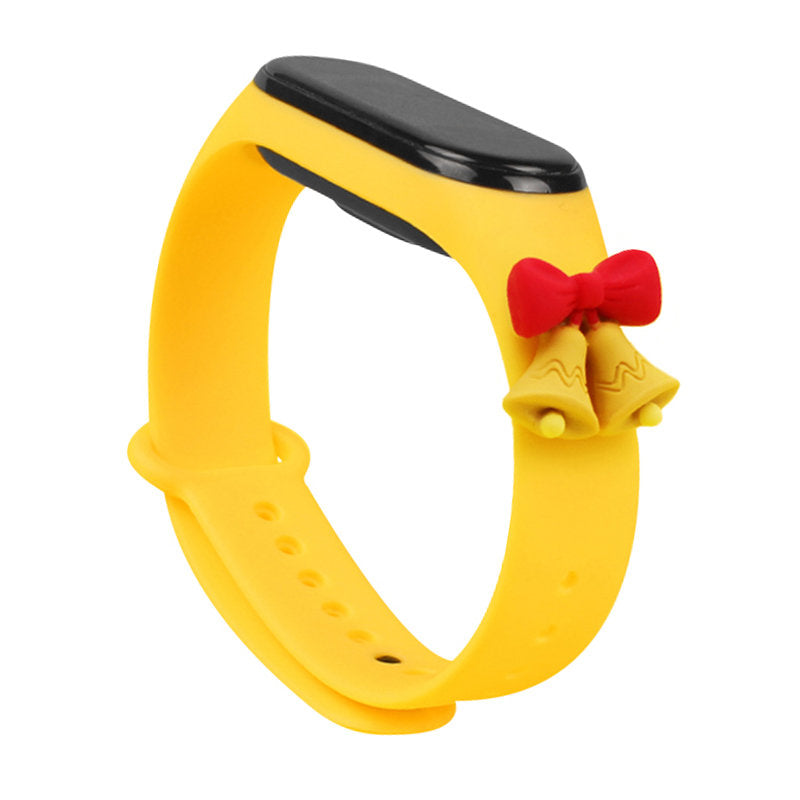 Strap Xmas pulseira de silicone natalina amarela (com sinos) para Xiaomi Mi Band 6 / Mi Band 5