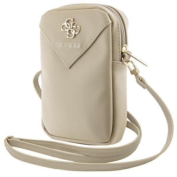 Bolsa Guess Zip Triangle 4G para telefone - dourada