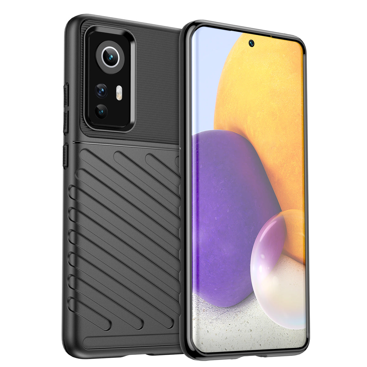 Capa protetora flexível e blindada Thunder Case para Xiaomi 12/12X na cor preta.