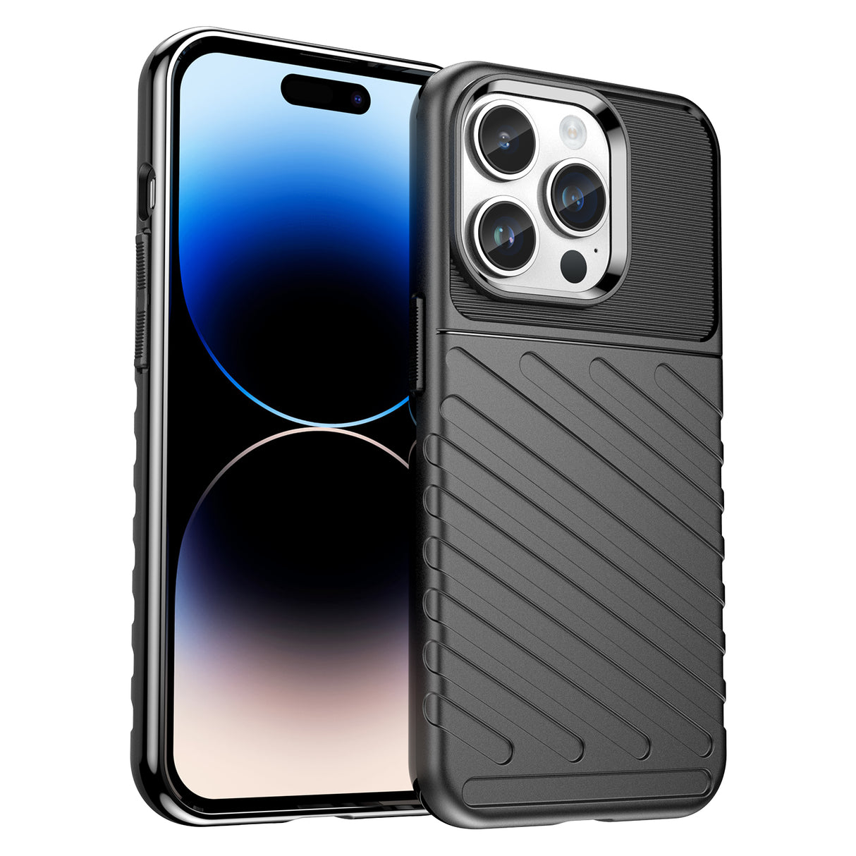 Capa Thunder Case para iPhone 14 Pro, capa blindada preta.