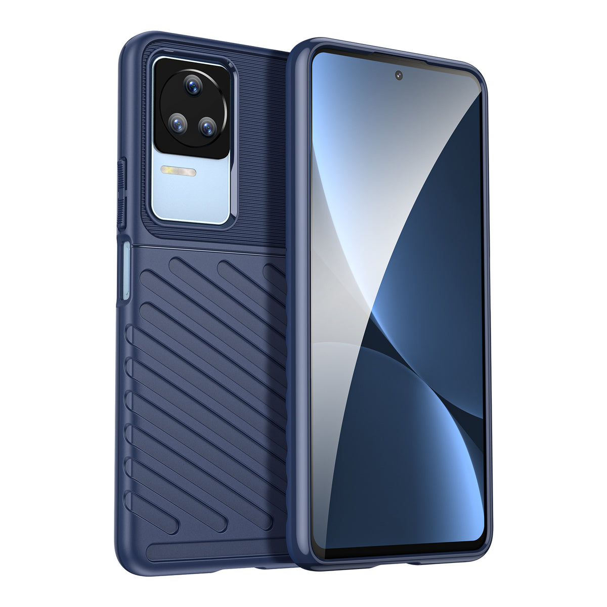 Capa Thunder Case para Xiaomi Poco F4 5G, de silicone e armadura, na cor azul.