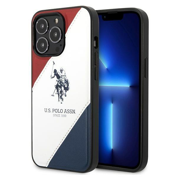 Etui U.S. Polo Assn. Tricolor em Relevo para iPhone 14 Pro Max - branco