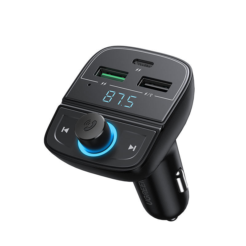 Ugreen Transmissor FM Bluetooth 5.0 Carregador de carro MP3 3x USB TF micro SD 4,8 A preto (CD229)