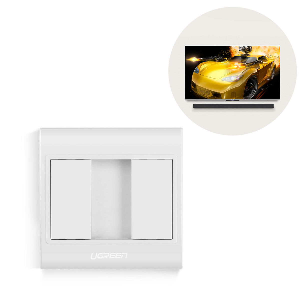 Moldura de parede HDMI UGREEN (Soquete 86) branca (20316)