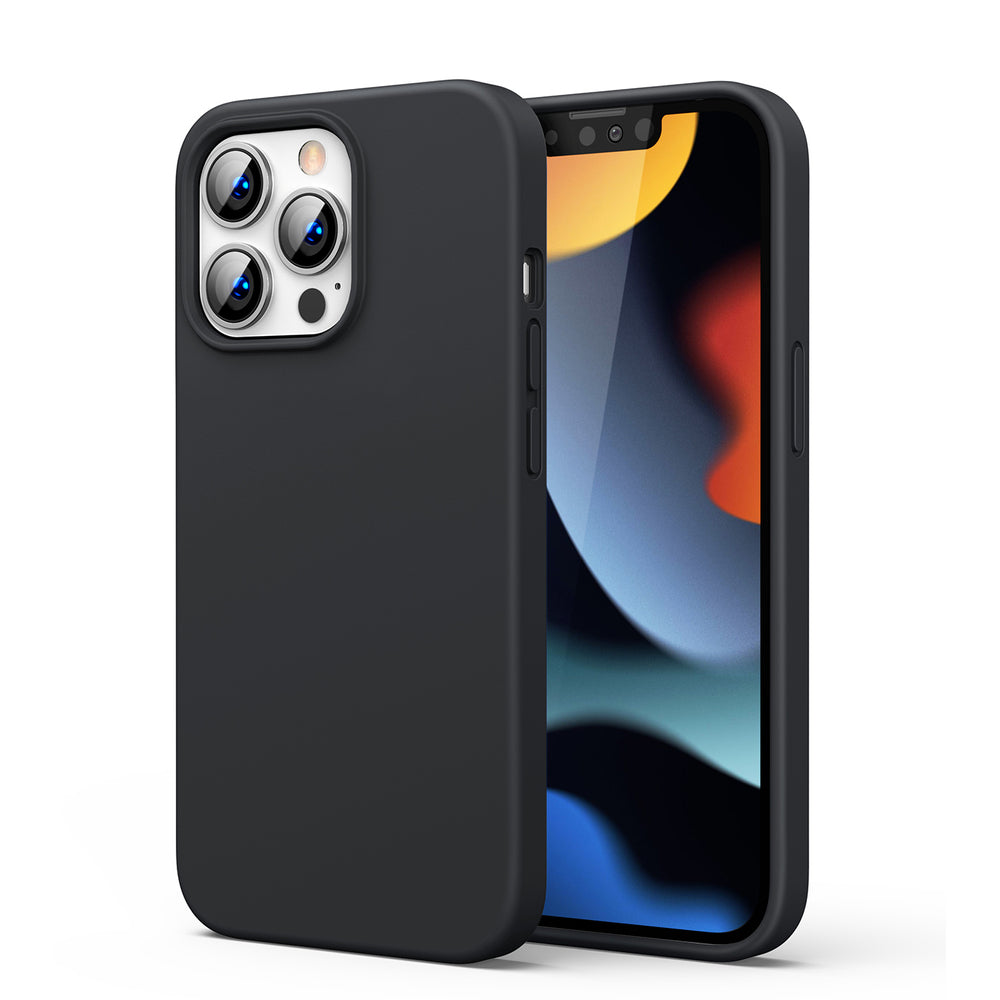 Capa Protetora de Silicone Ugreen, capa de silicone flexível e elástica para iPhone 13 Pro, preta.