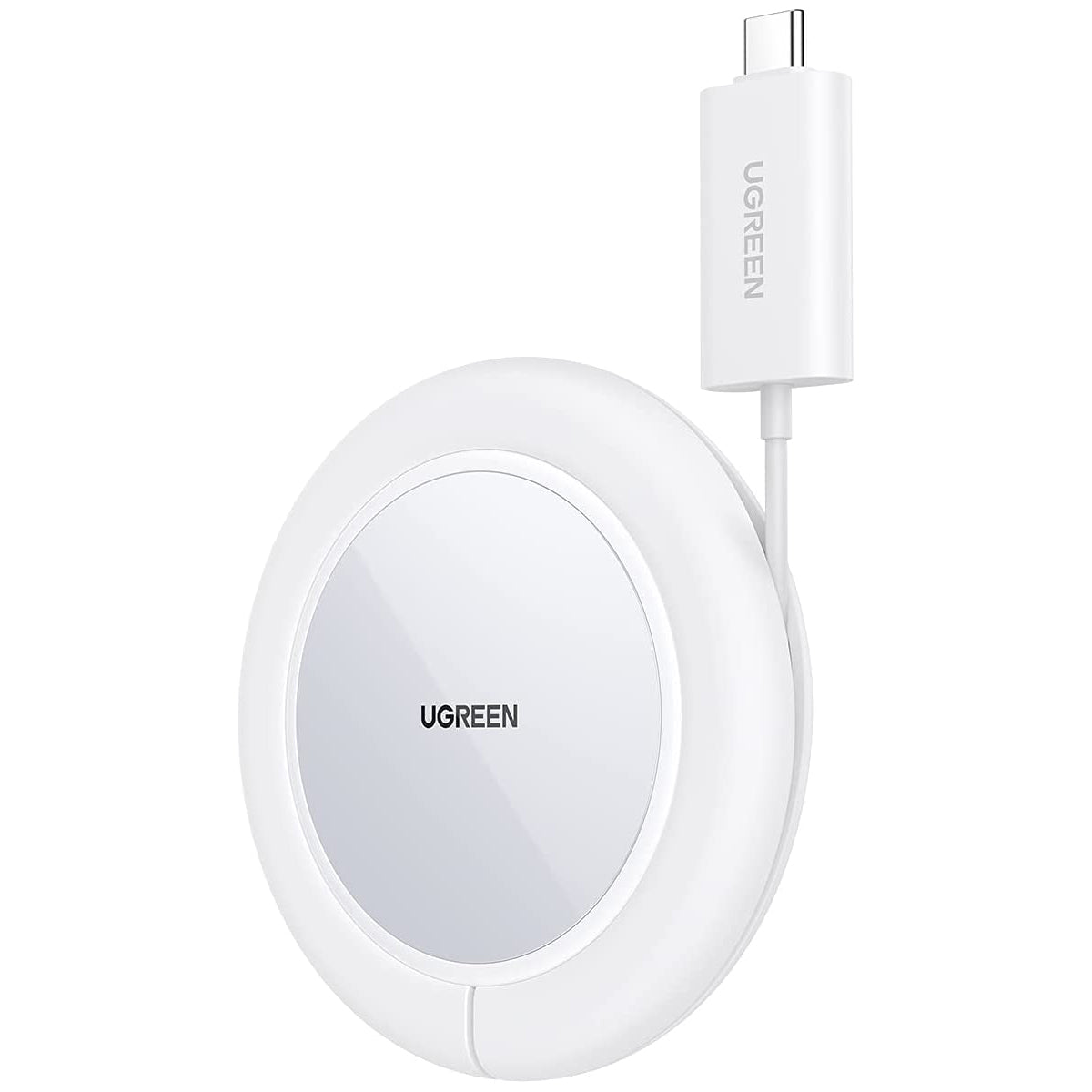 Ugreen carregador sem fio Qi 15W com capa de silicone compatível com MagSafe branco (CD245-40123)