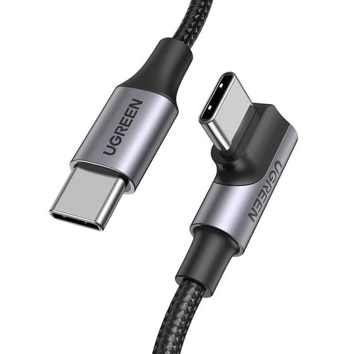 Cabo Ugreen US334 USB-C 2.0 (angular) / USB-C 2.0 (reto) 100W PD 1 m - preto
