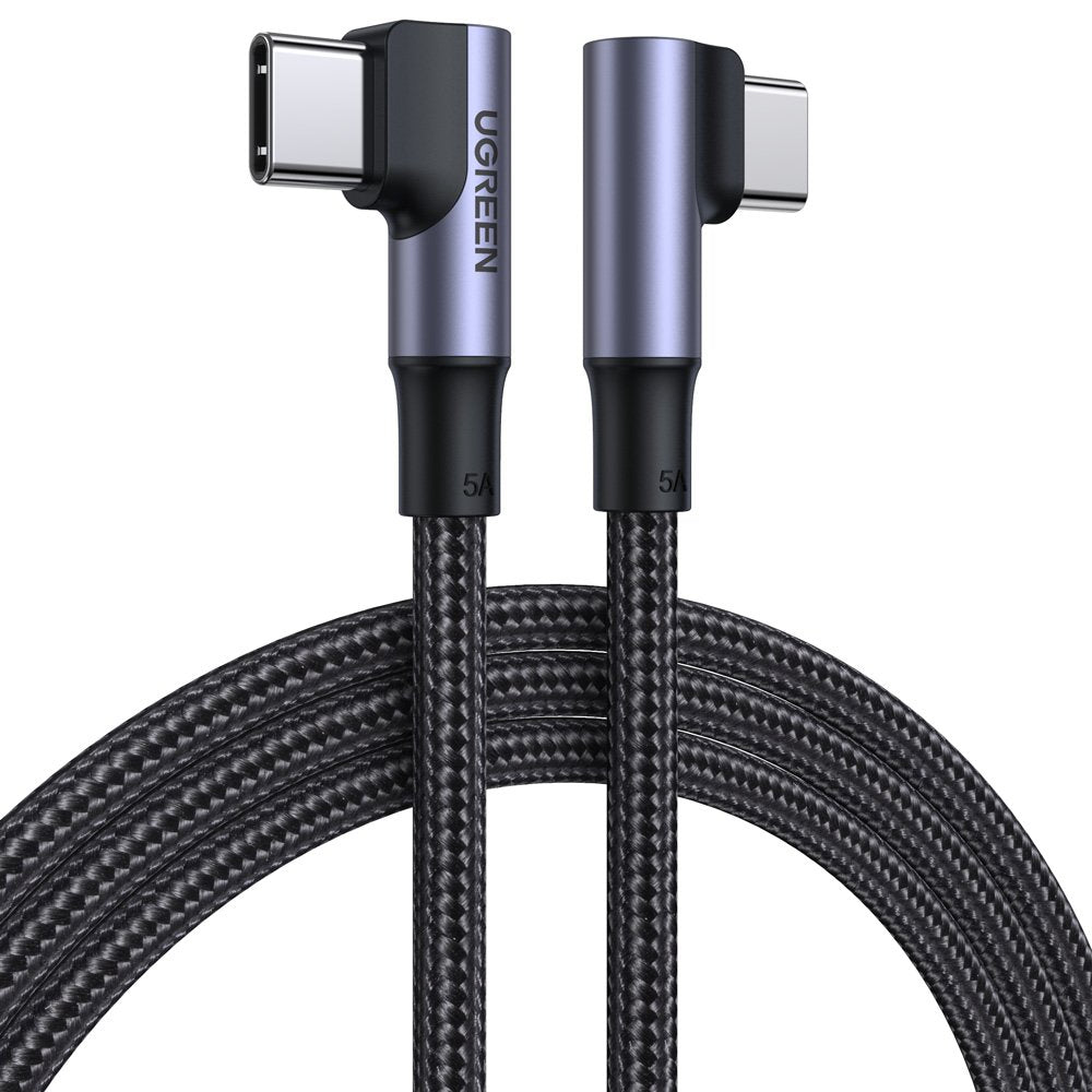 Cabo Ugreen US335 70696 angular USB-C - USB-C PD QC FCP 100W 5A 480Mb/s 1m - preto