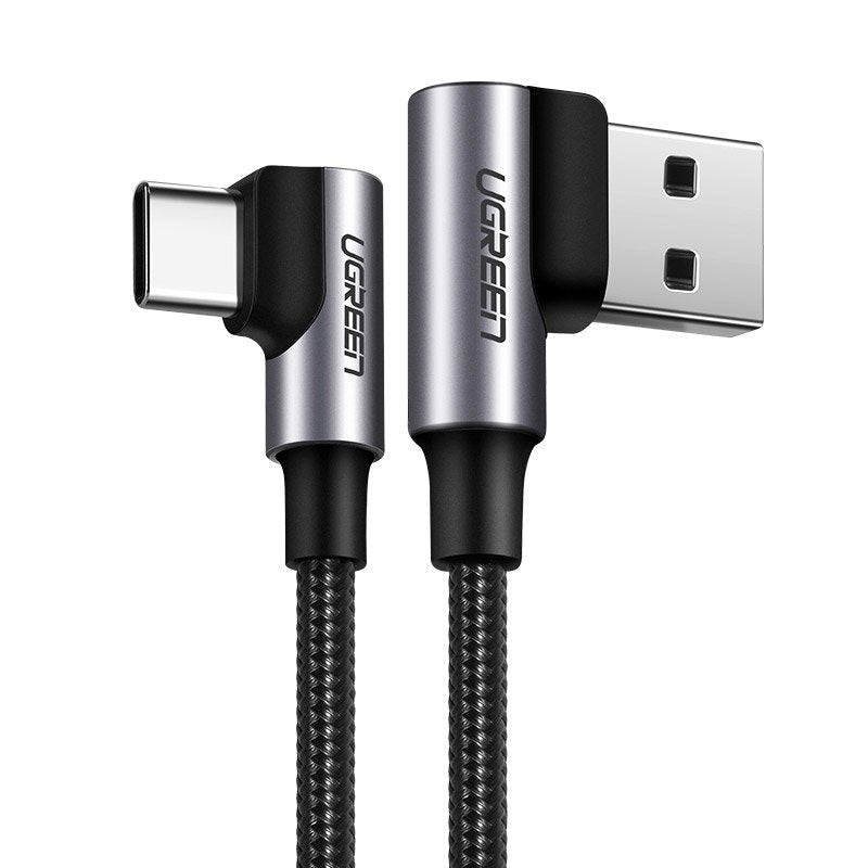 Ugreen cabo angular USB - USB Tipo C Quick Charge 3.0 QC3.0 3 A 0,5 m cinza (US176 20855)