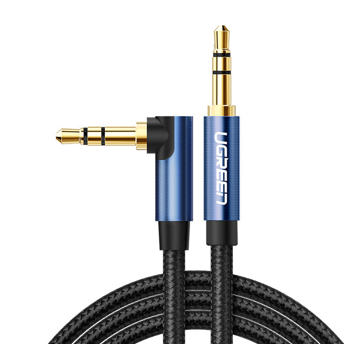 Cabo AUX angular Ugreen 2 x mini jack 3,5 mm 1,5m azul (AV112)