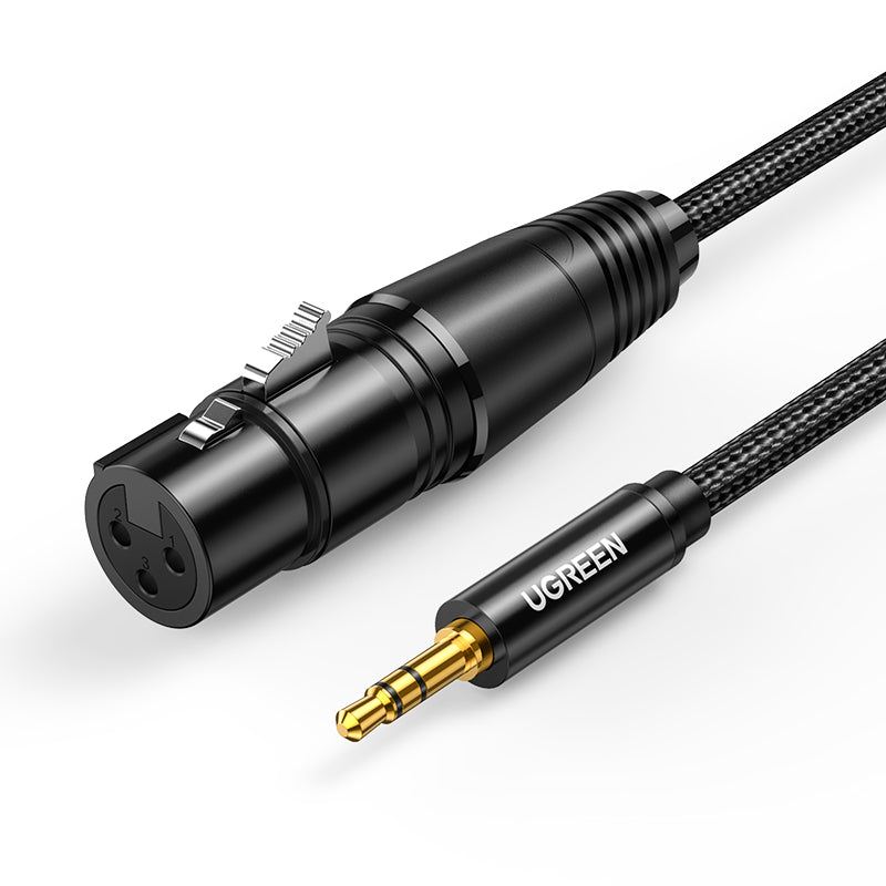 Cabo de áudio Ugreen 3.5mm mini jack (macho) - XLR (fêmea) 1m preto (AV182)