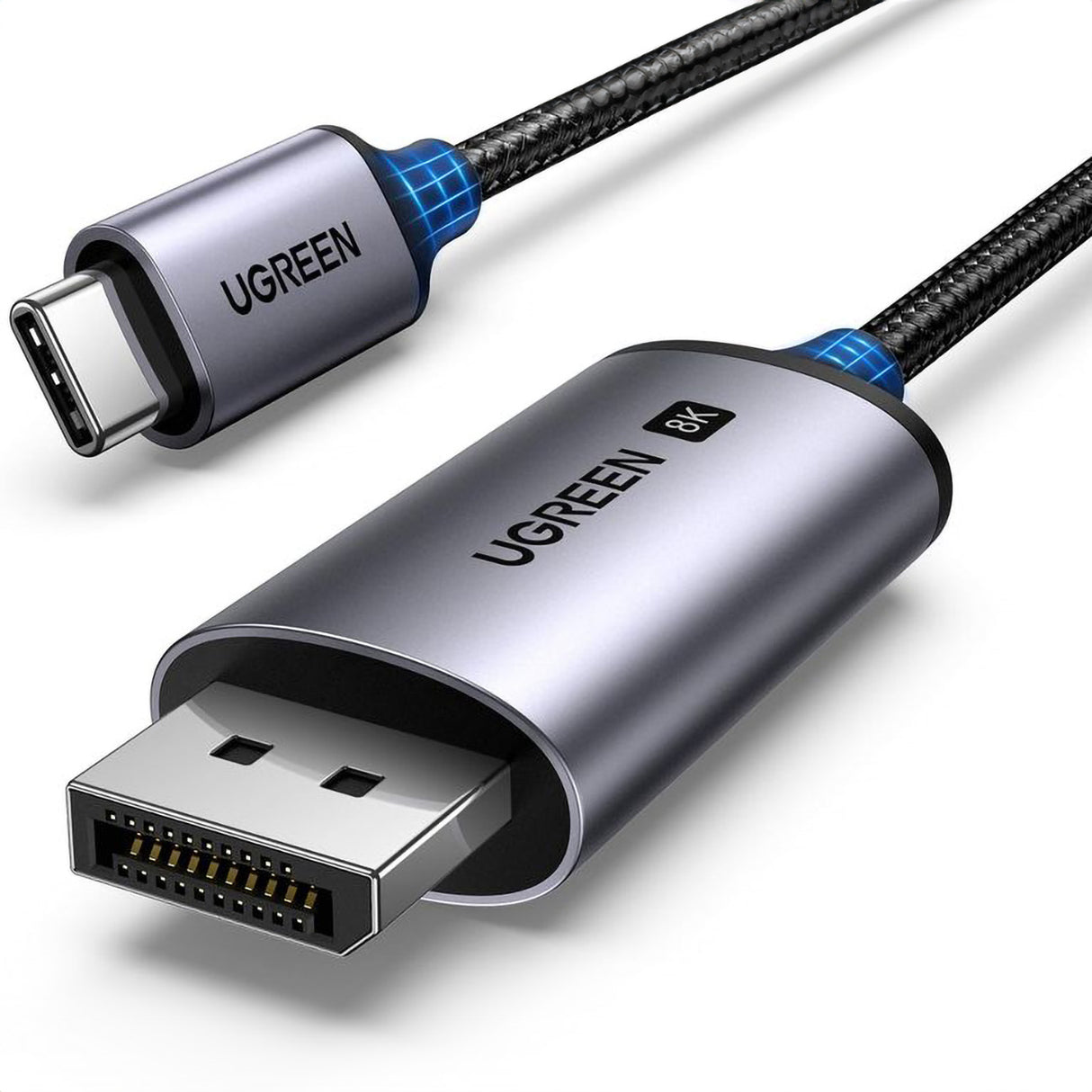 Cabo Ugreen CM556 com conectores USB-C e DisplayPort 8K de 3 metros de comprimento - cinza