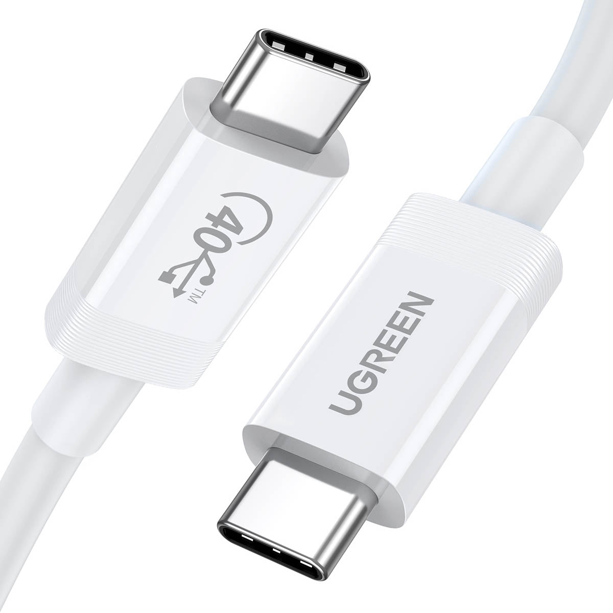 Cabo Ugreen US506 USB4 40Gbps 8K 60Hz USB-C para USB-C PD 100W 80cm - branco