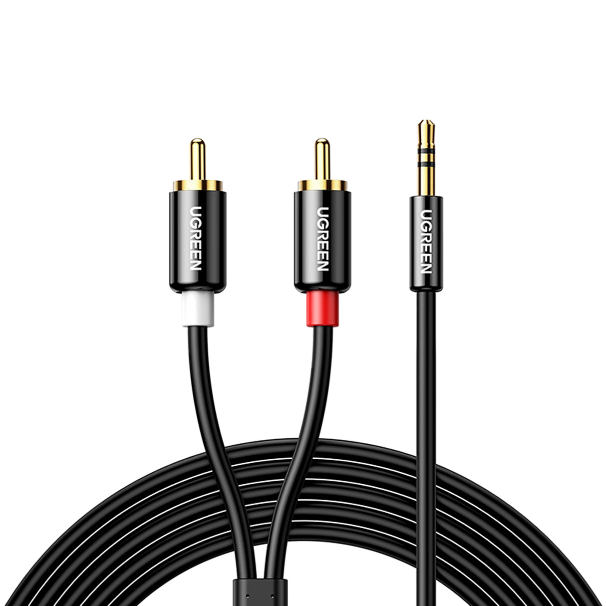 Cabo de áudio Ugreen 3,5 mm mini jack para 2RCA 5m preto (AV116)