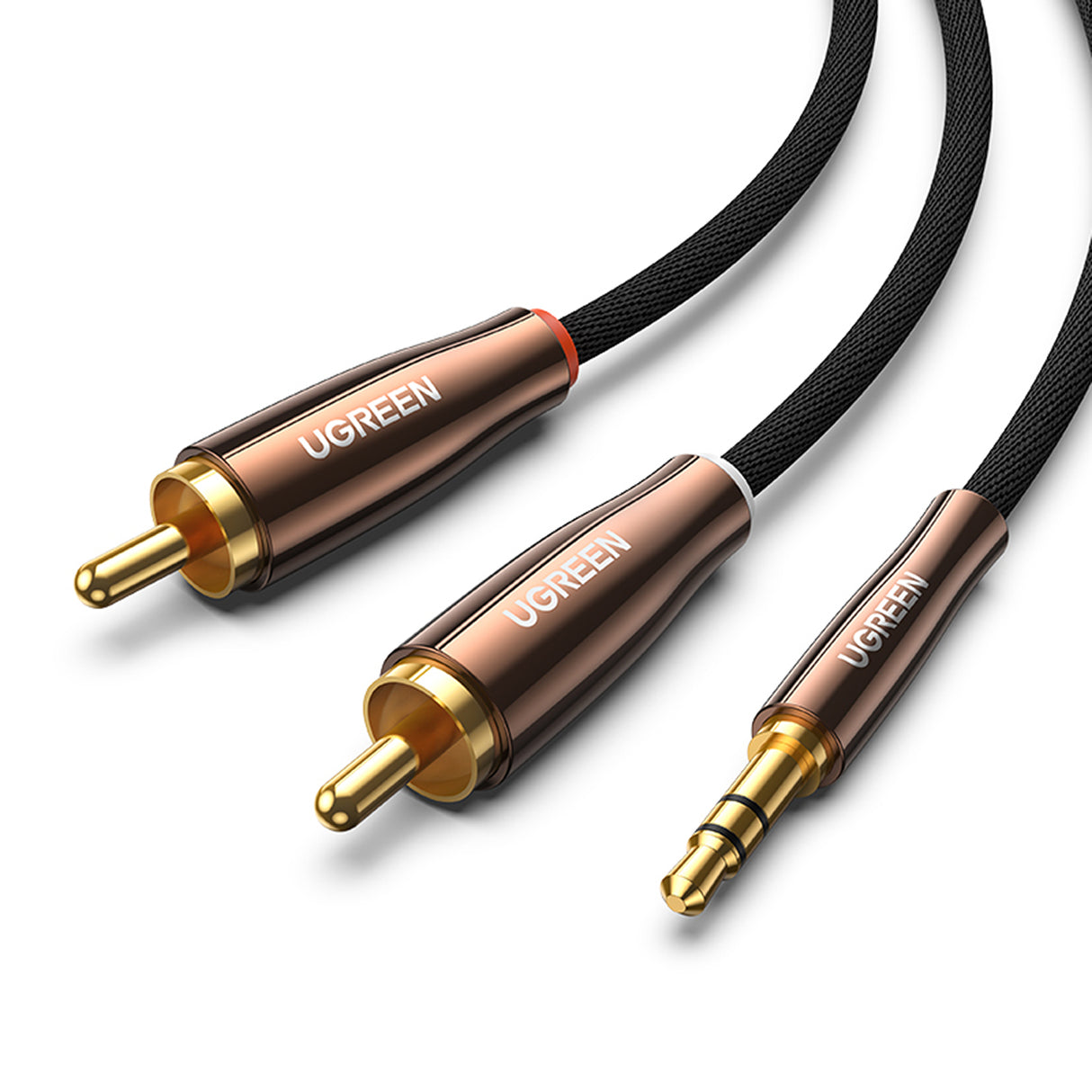 Cabo de áudio Ugreen 3,5 mm mini jack (macho) para 2RCA (macho) 2m de cobre (AV170)