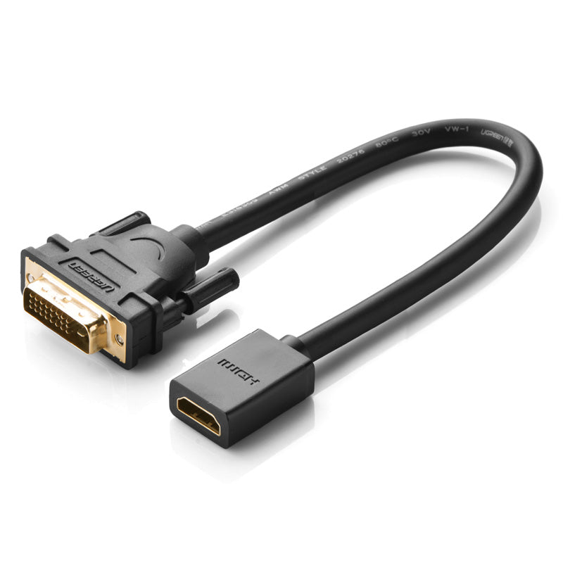 Cabo adaptador Ugreen DVI (macho) para HDMI (fêmea) 0.15m preto (20118)
