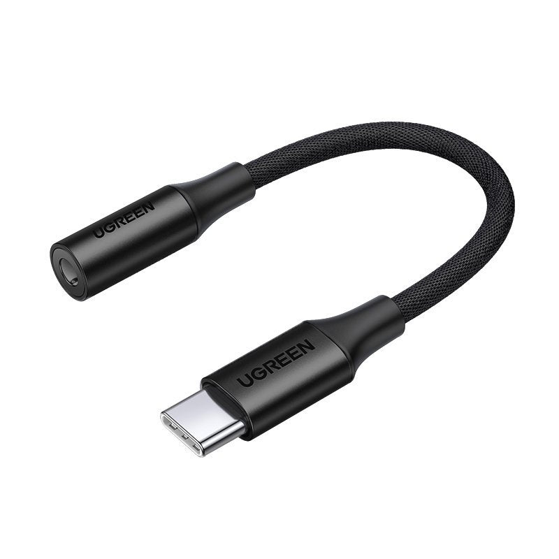 Adaptador Ugreen para fones de ouvido de mini jack 3,5 mm para USB Tipo C 10 cm preto (AV161 50631)
