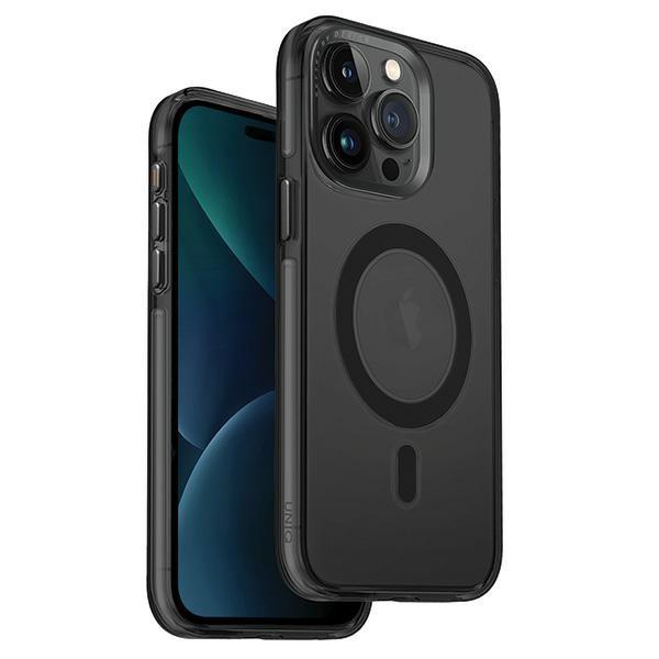 Capa UNIQ Calio Magclick para carregamento do iPhone 15 Pro - cinza