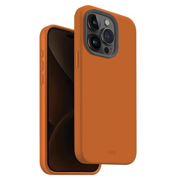 Etui UNIQ Lino Hue Magclick Charging para iPhone 15 Pro - laranja