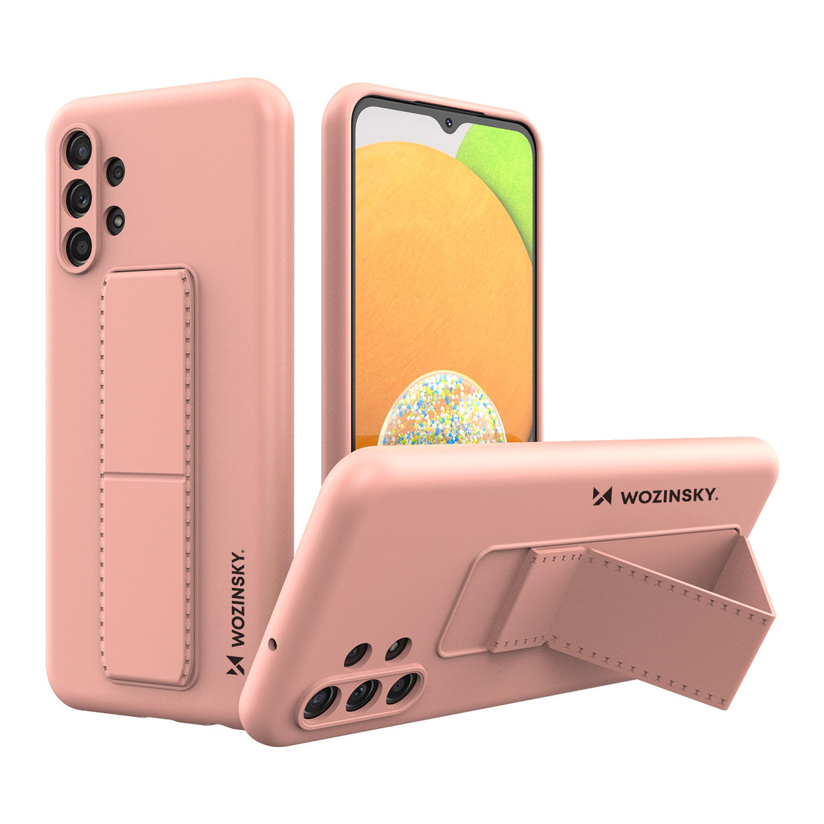 Capa Wozinsky Kickstand de silicone com suporte para Samsung Galaxy A13 5G rosa
