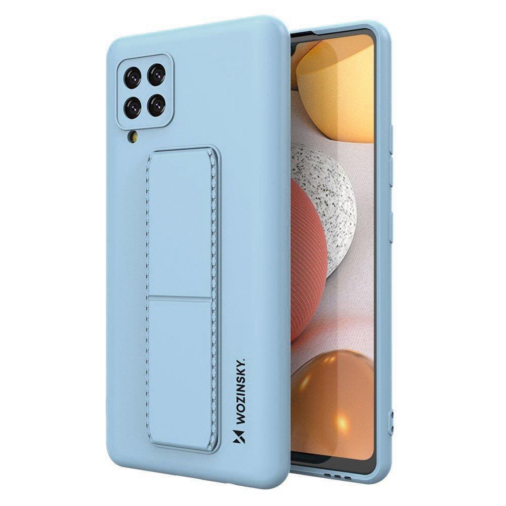 Capa de suporte Wozinsky Kickstand em silicone com suporte para Samsung Galaxy A42 5G em azul-marinho