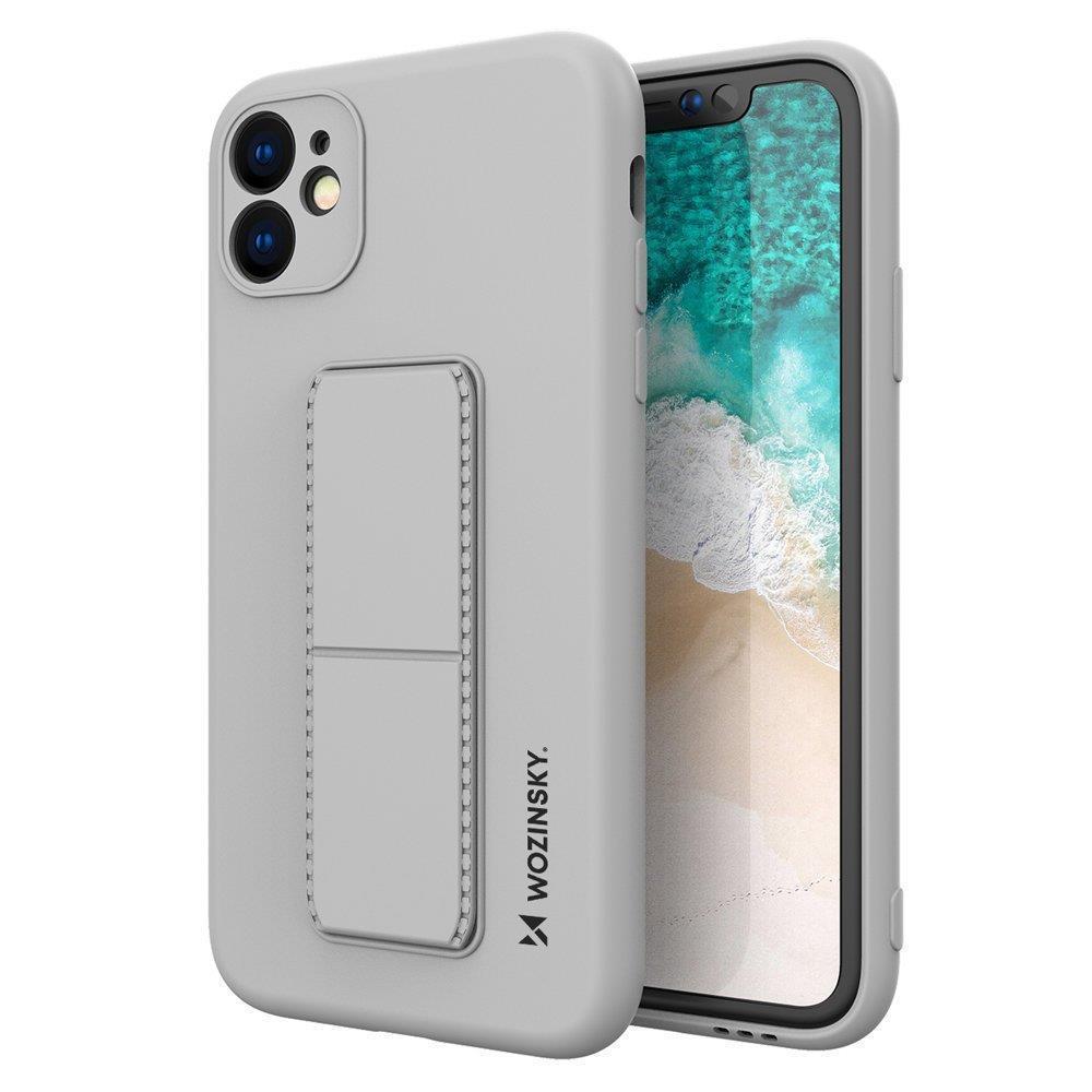Capa Wozinsky Kickstand de silicone com suporte para Samsung Galaxy A72 4G na cor cinza.