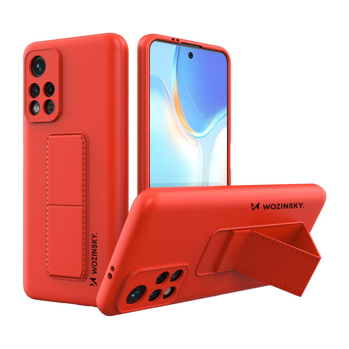 Capa Wozinsky Kickstand de silicone com suporte para Xiaomi Redmi Note 11S / Note 11 na cor vermelha