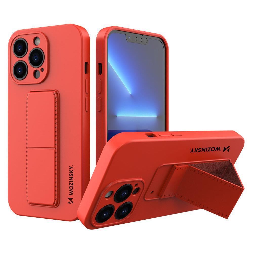 Capa de Silicone Wozinsky Kickstand com suporte para iPhone 13 vermelha