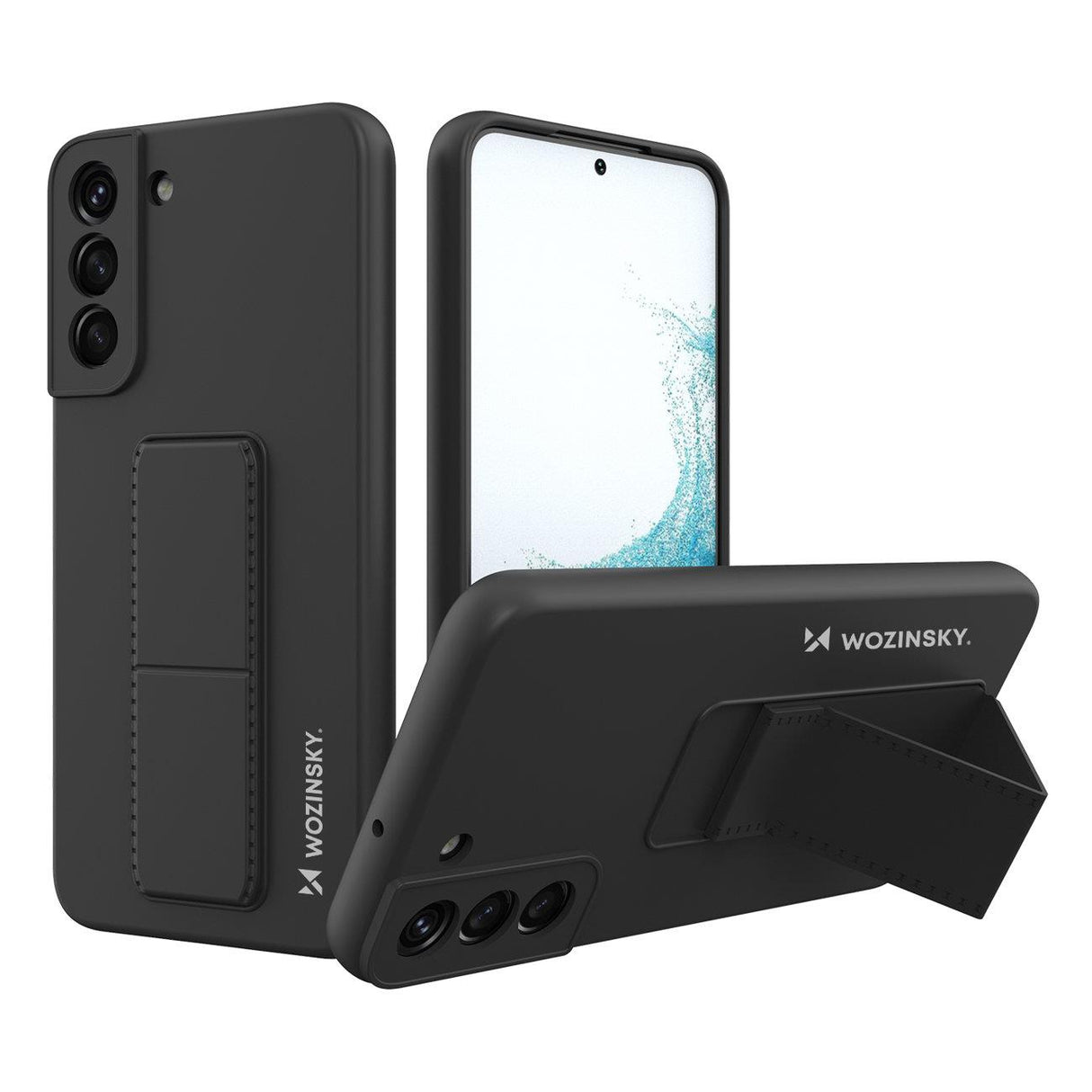 Capa Wozinsky Kickstand de silicone com suporte para Samsung Galaxy S22+ preta