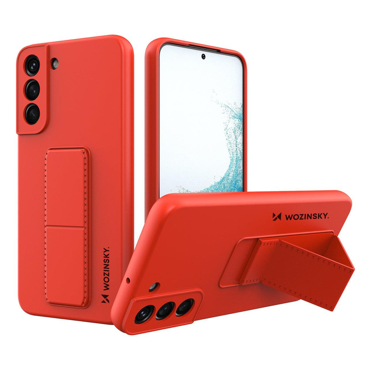 Capa Wozinsky Kickstand de silicone com suporte para Samsung Galaxy S22+ vermelha