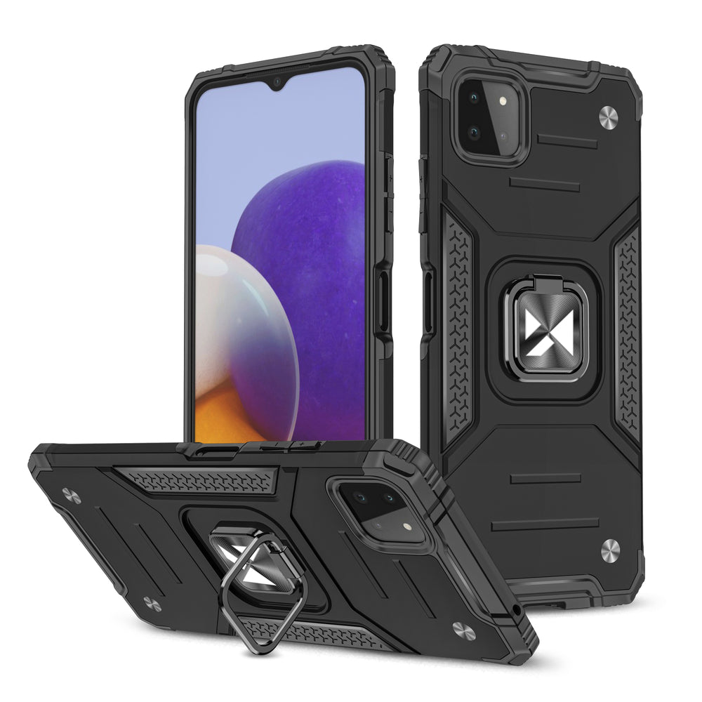 Capa híbrida blindada Wozinsky Ring Armor + suporte magnético para Samsung Galaxy A22 4G preto