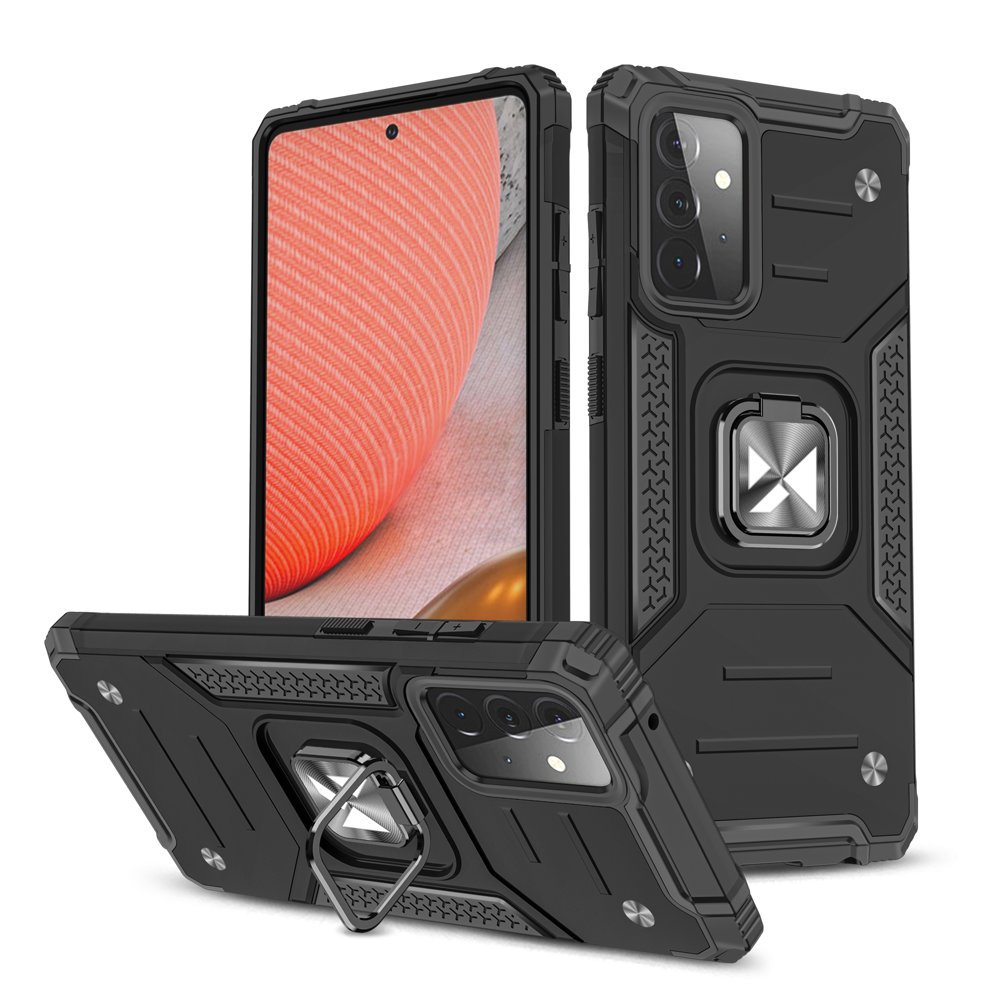 Capa híbrida blindada Wozinsky Ring Armor + suporte magnético para Samsung Galaxy A72 4G preto
