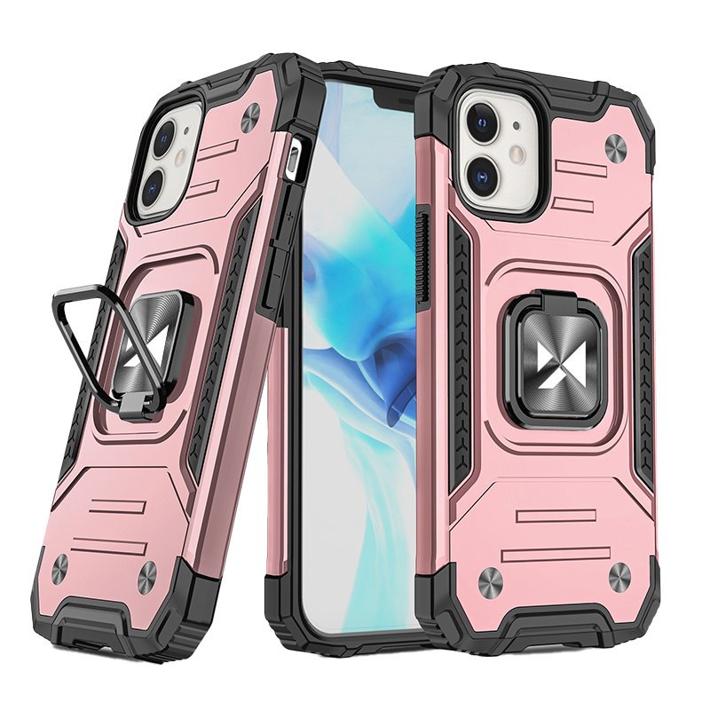 Wozinsky Ring Armor capa híbrida blindada + suporte magnético para iPhone 11 Pro rosa
