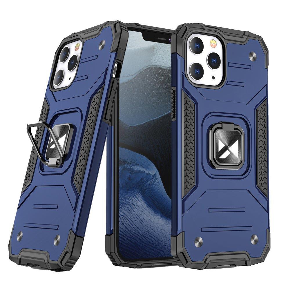 Capa híbrida blindada Wozinsky Ring Armor + suporte magnético para iPhone 13 azul