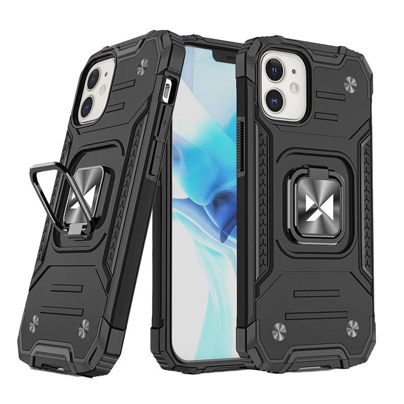 Capa híbrida blindada Wozinsky Ring Armor para iPhone 14 Plus + suporte magnético preto